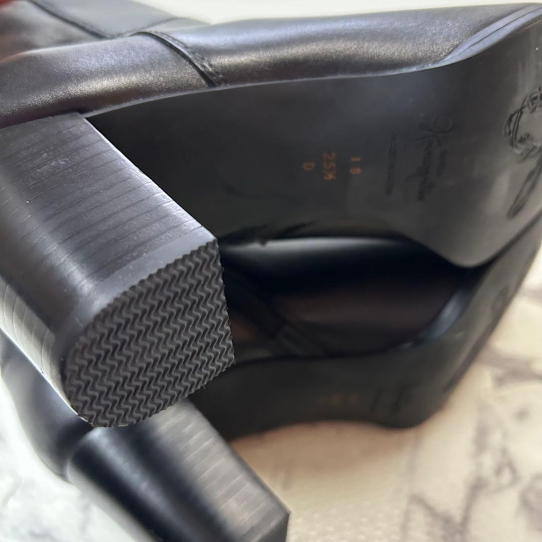 【美品】銀座かねまつ ロングブーツ レザー 25.5 ブラック