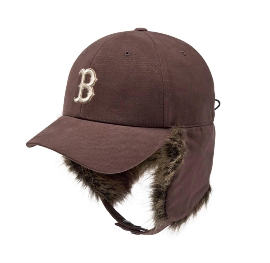 MLB KOREA ロゴ付きファーキャップ