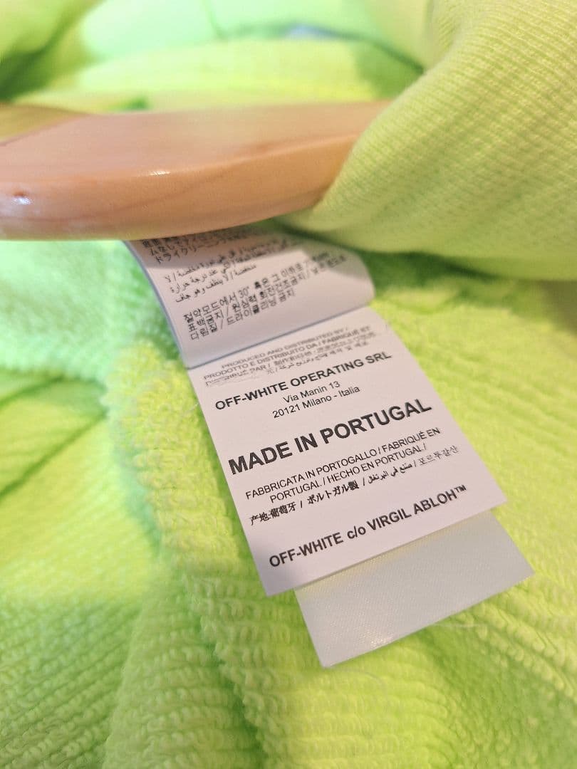 off-white main label オフホワイト ネオンイエロー パーカー