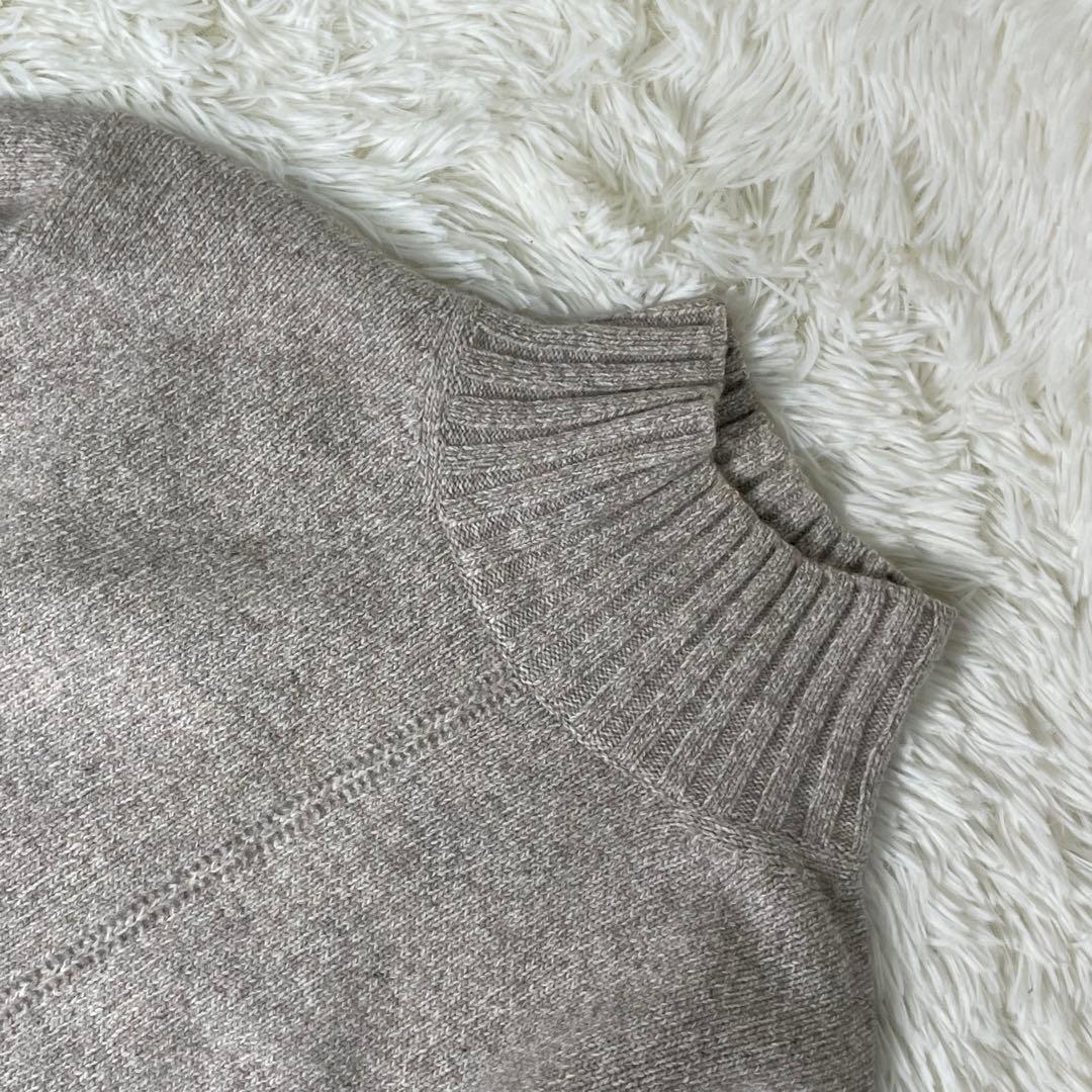 美品 セオリーリュクス ハイネックニット　ウールカシミヤ　スリット　グレージュ