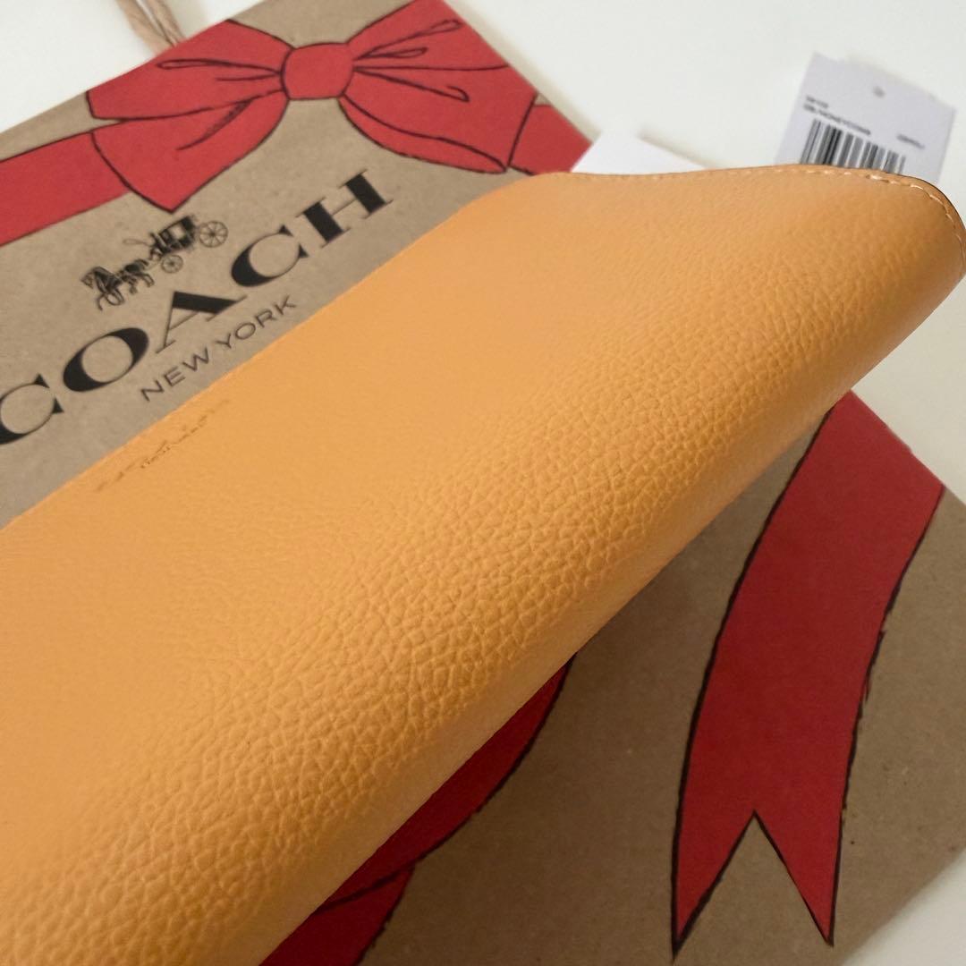 コーチ☆新品☆レザー アコーディオン 長財布/ハニカム イエロー黄色系