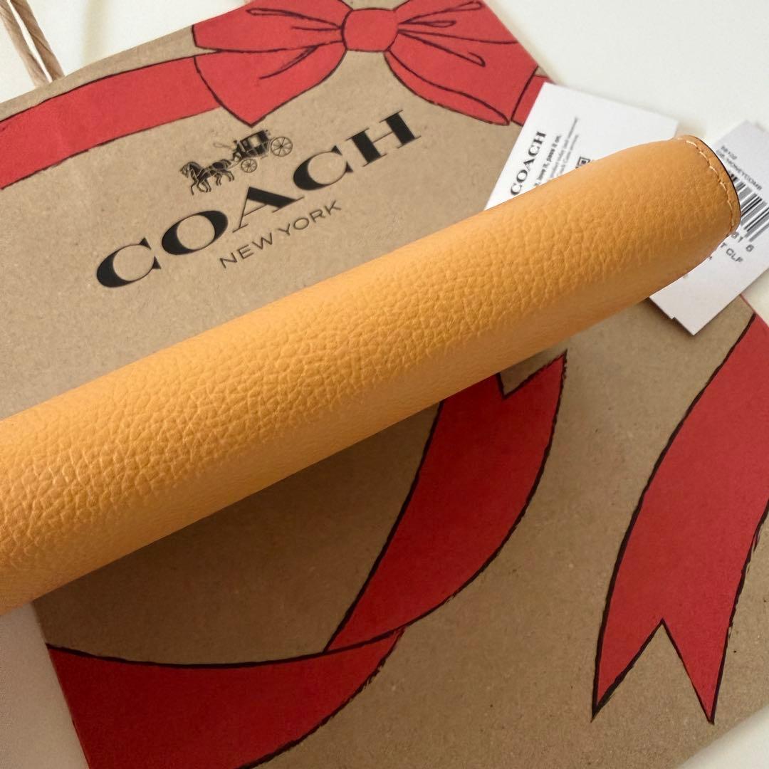 コーチ☆新品☆レザー アコーディオン 長財布/ハニカム イエロー黄色系