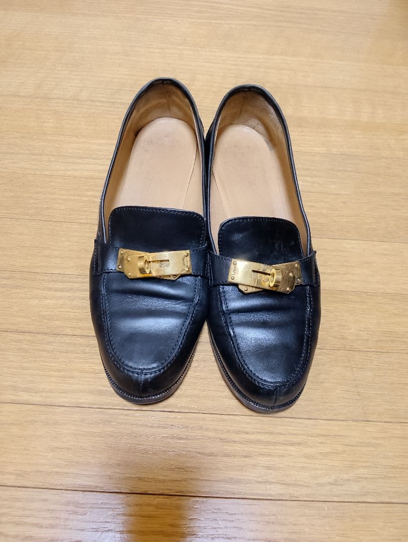 HERMES　ローファーヒール 　36 1/2 ブラック23.5cm