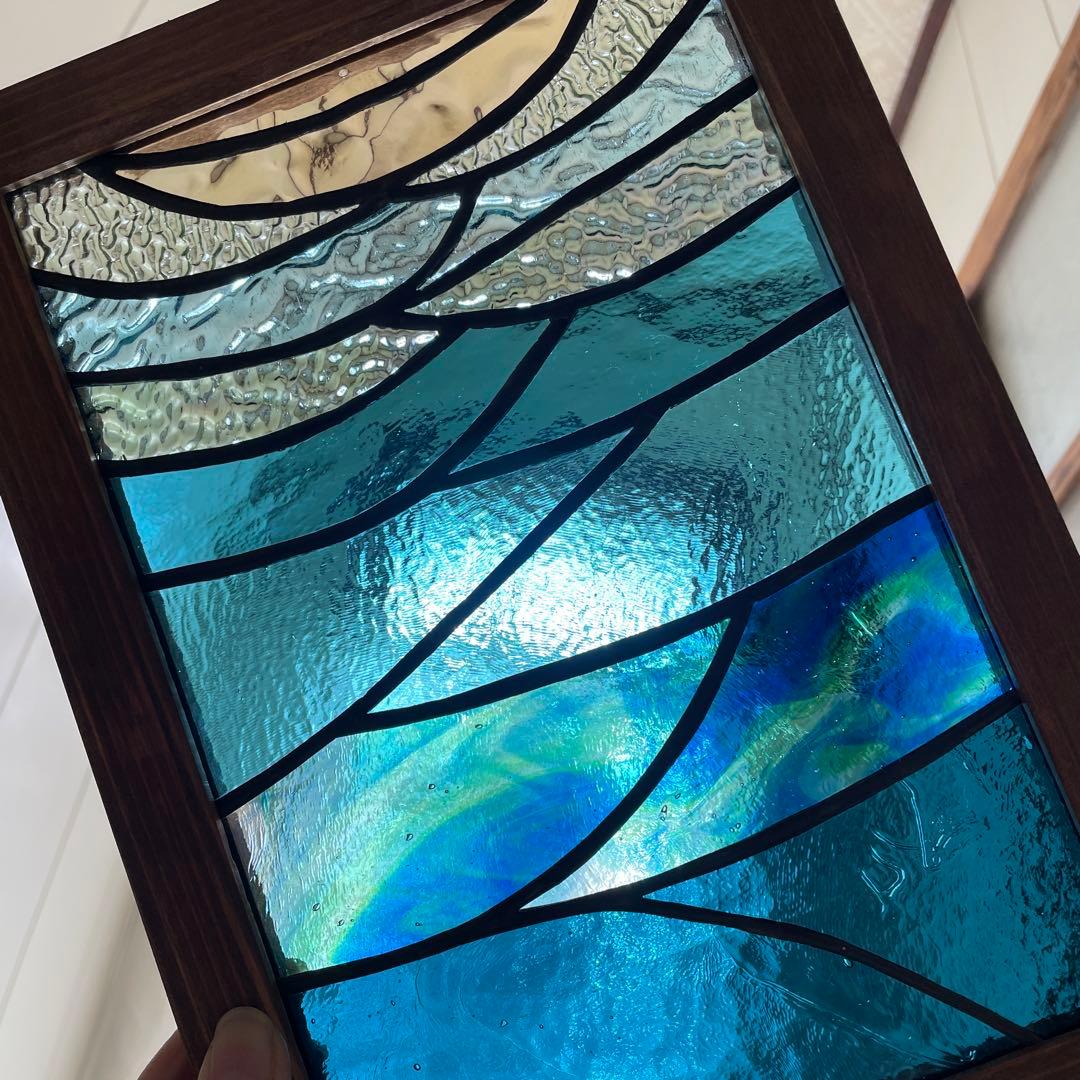 ステンドグラス　パネル　深海