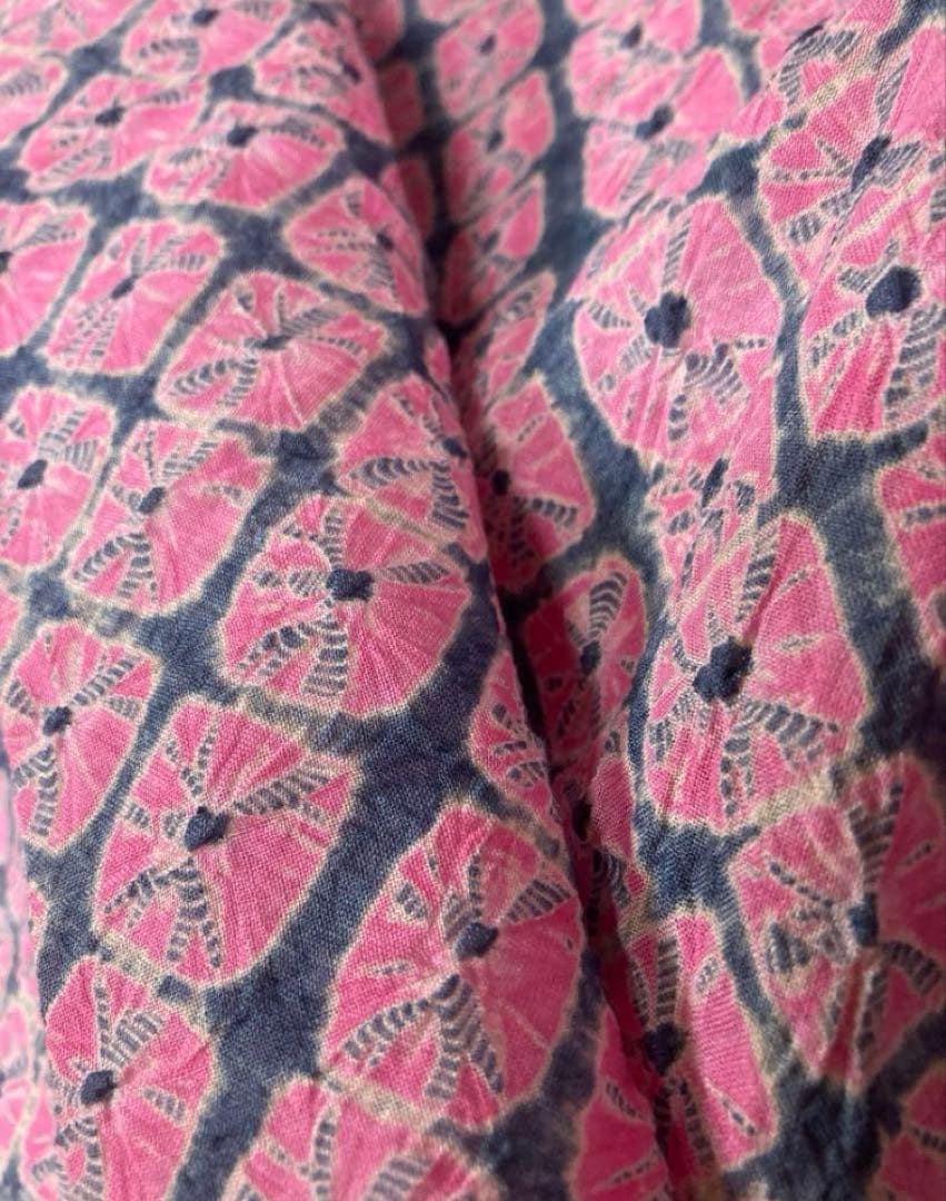 手蜘蛛絞り　有松総絞り　浴衣　反物　巾出し 色止め済ですお仕立て可　浴衣着尺