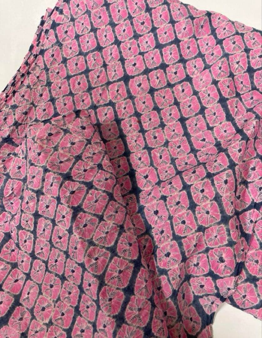 手蜘蛛絞り　有松総絞り　浴衣　反物　巾出し 色止め済ですお仕立て可　浴衣着尺