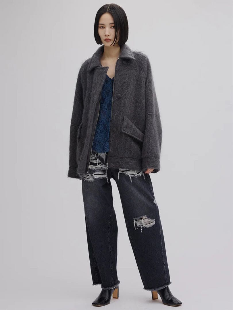 パンツ AMERI UND HARD DAMAGE LOOSE DENIM