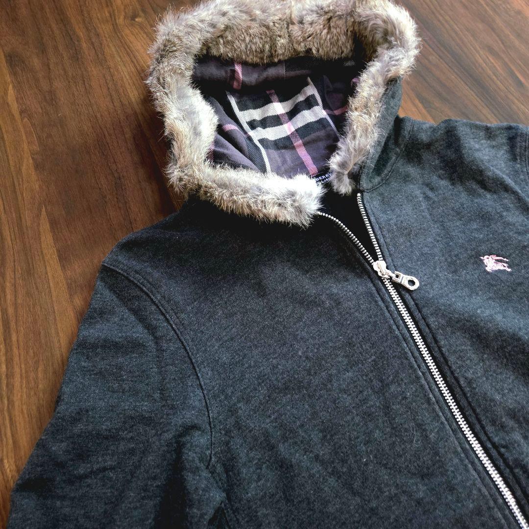 美品 burberry black label Fur Zip Hoodie M