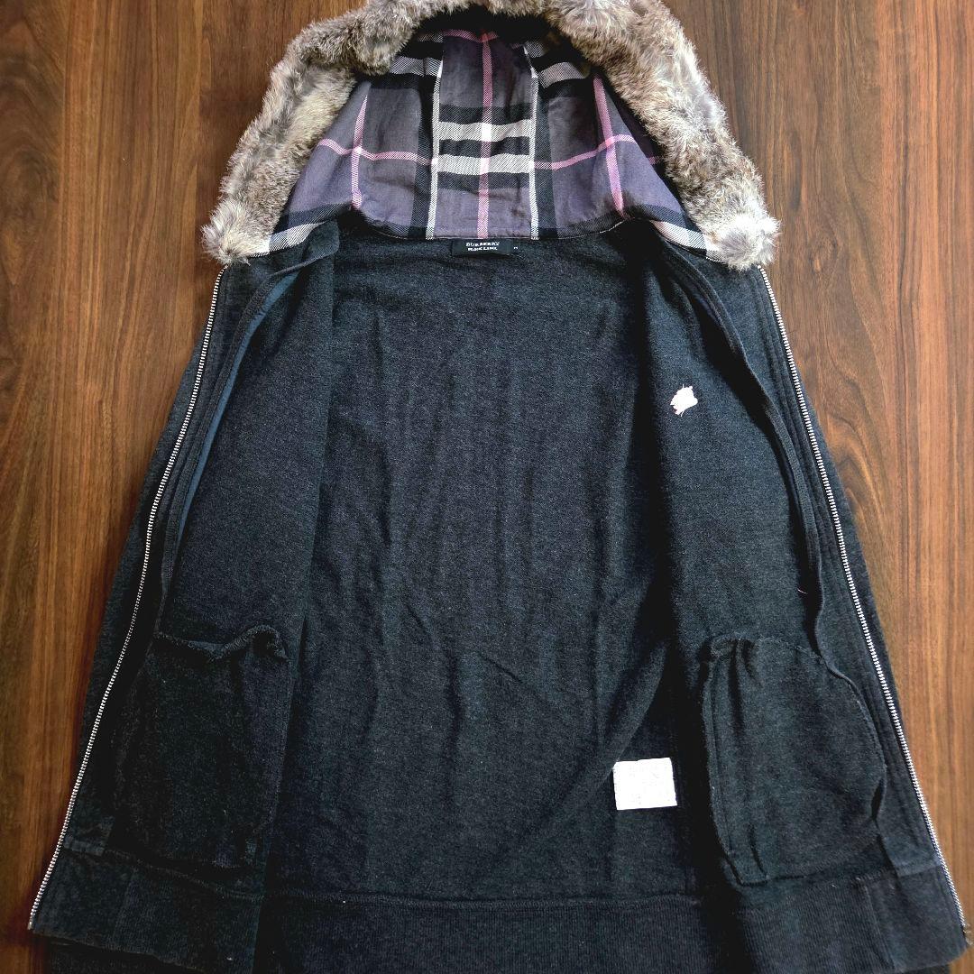 美品 burberry black label Fur Zip Hoodie M