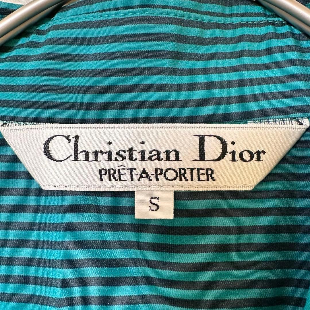 極美品 90s Christian Dior シルク100％ ストライプシャツ
