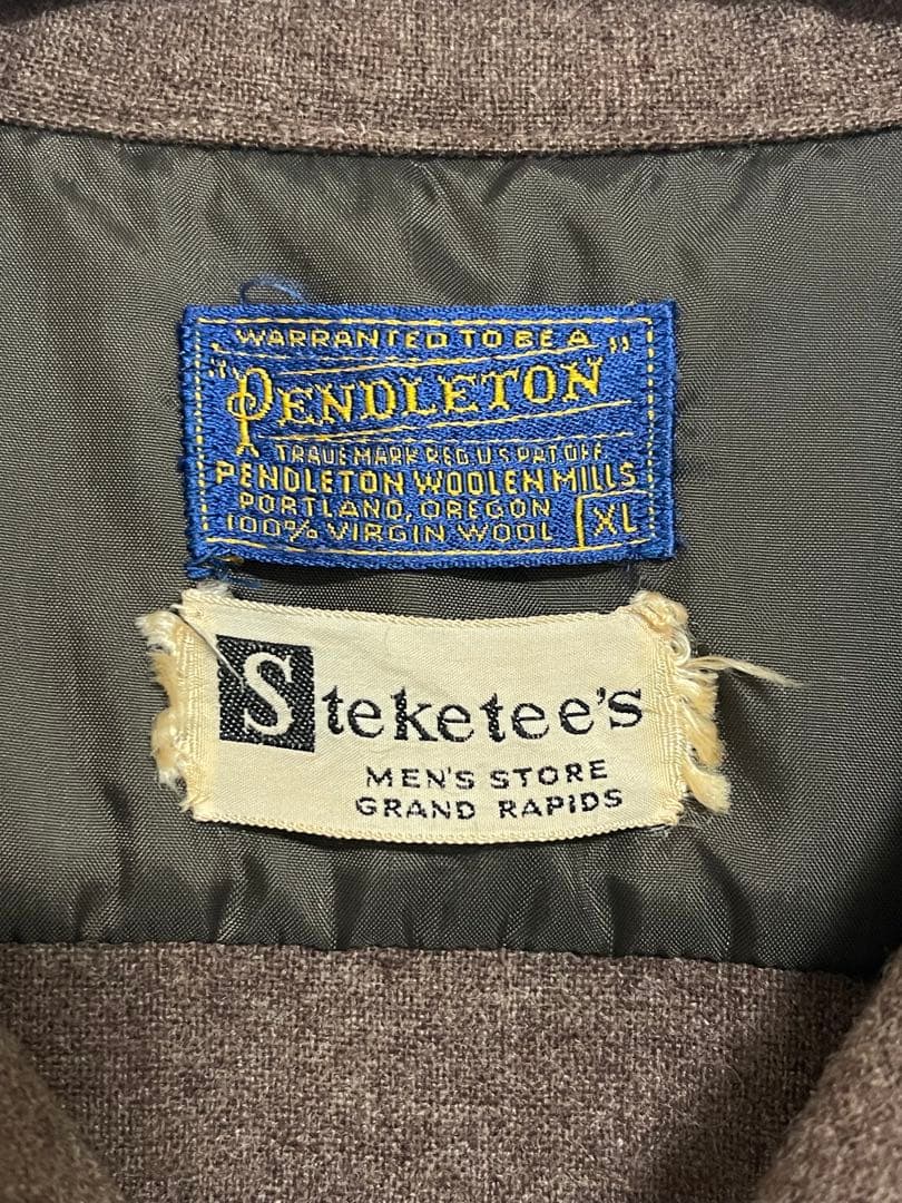 Pendleton 60s 無地 ボードシャツ ブラウン XL