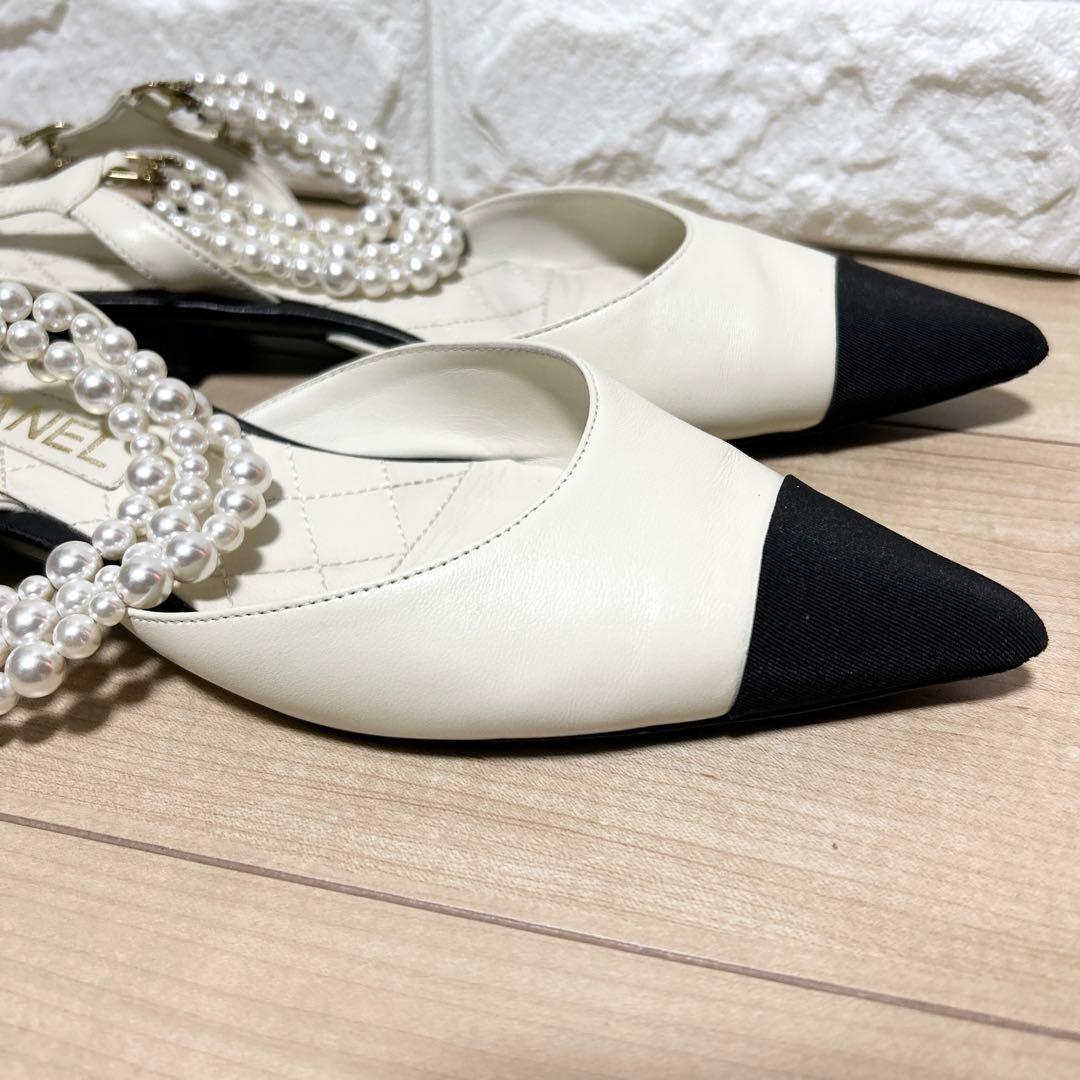 CHANEL シャネル パールスリングバック パンプス サイズ39C