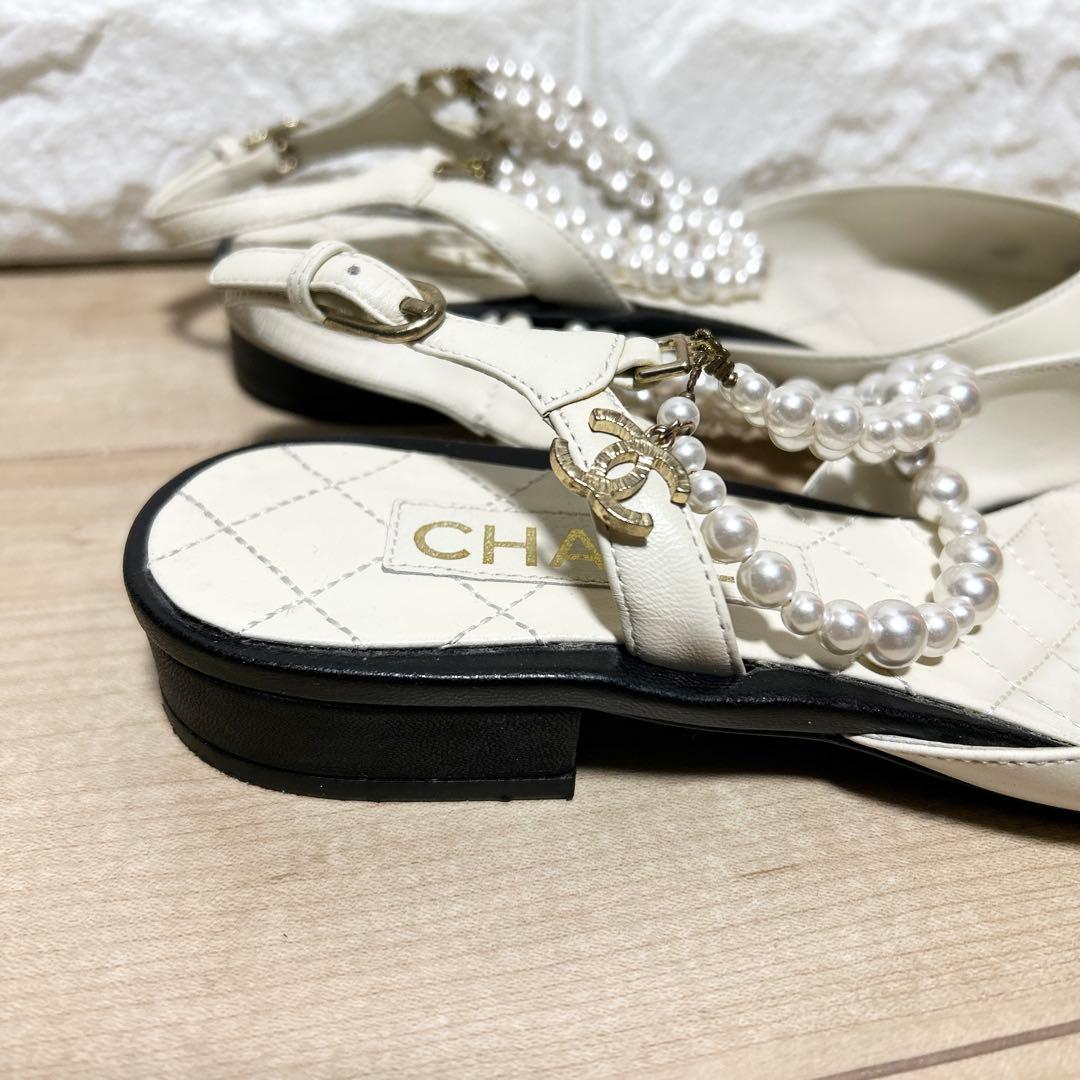 CHANEL シャネル パールスリングバック パンプス サイズ39C