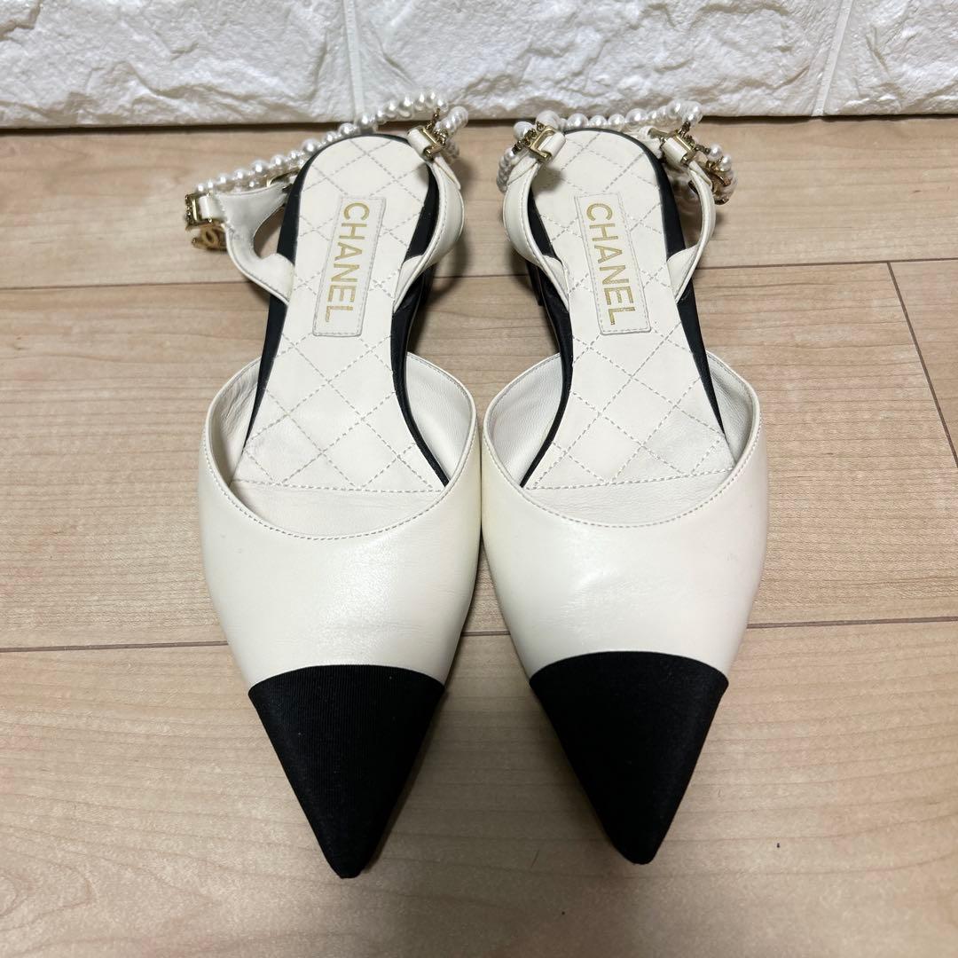 CHANEL シャネル パールスリングバック パンプス サイズ39C