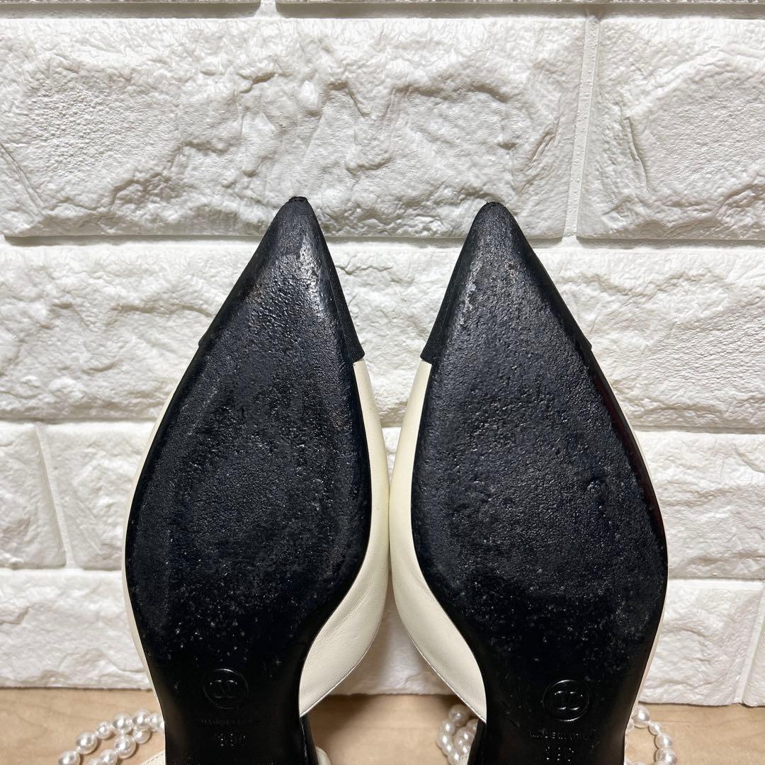 CHANEL シャネル パールスリングバック パンプス サイズ39C