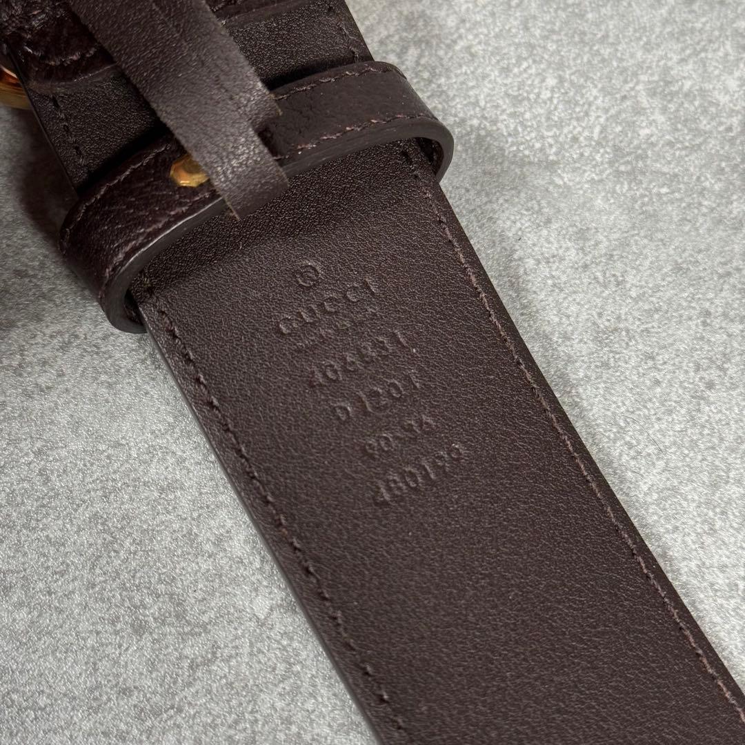 GUCCI GGマーモントレザー ゴールド 男女兼用 ベルト 406831 茶