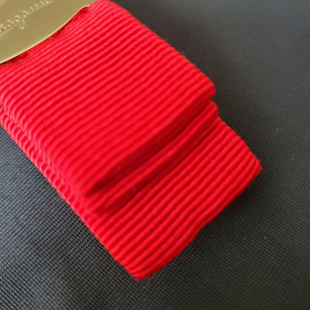 【極美品】フェラガモ ヴァラ バレッタ 赤 レッド×ゴールド 即日発送