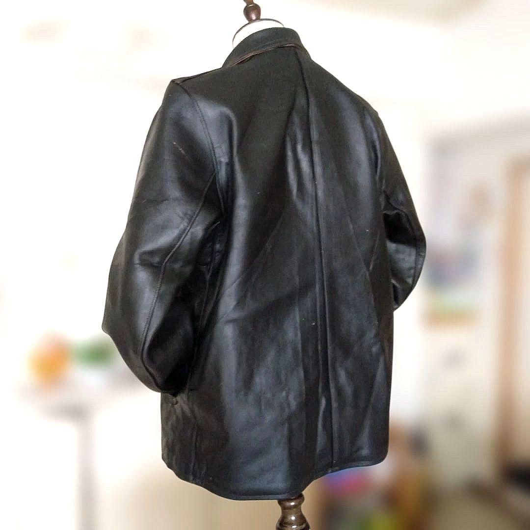 70s Vintage フランス軍 ファイヤーマン レザージャケット カーコート