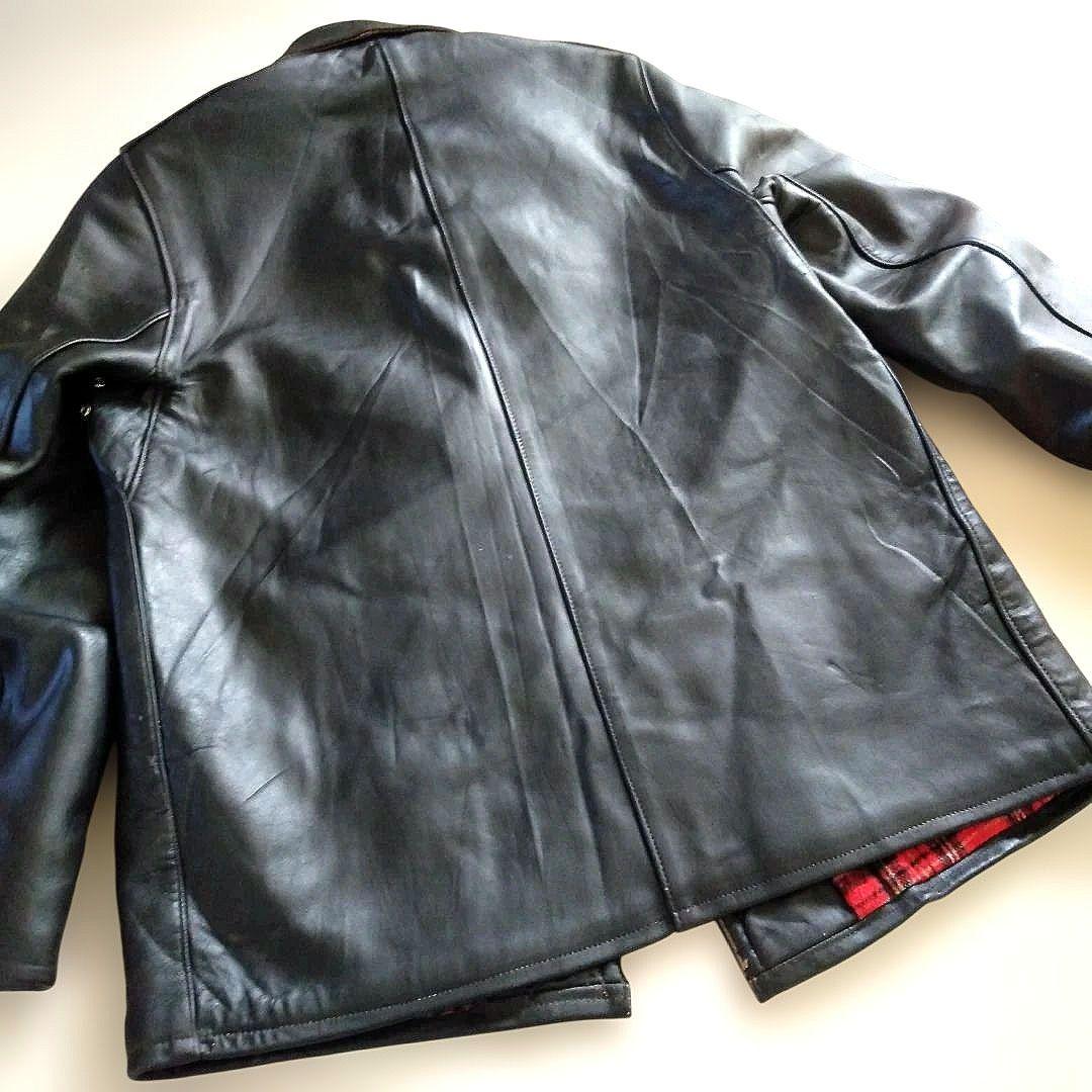 70s Vintage フランス軍 ファイヤーマン レザージャケット カーコート