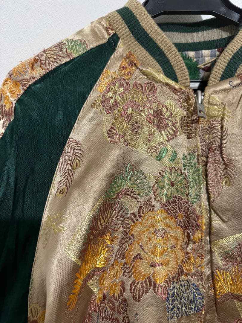 花旅楽団 スカジャン リバーシブル script 和柄 刺繍 鯉 SUKAJAN