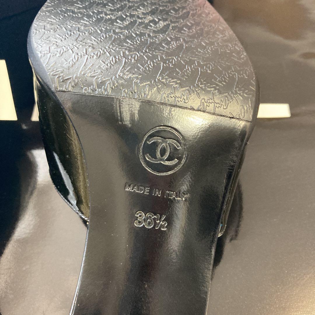 専用です‼️シャネル エナメル サンダル ミュール 黒 23.5