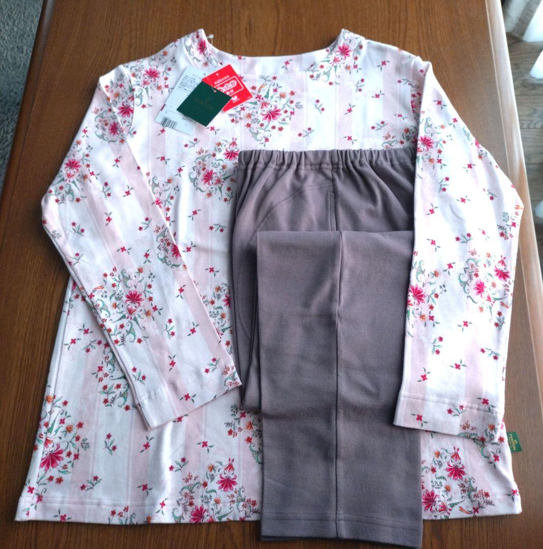 新品ワコールMINTON 花柄あったか長袖パジャマ (L)