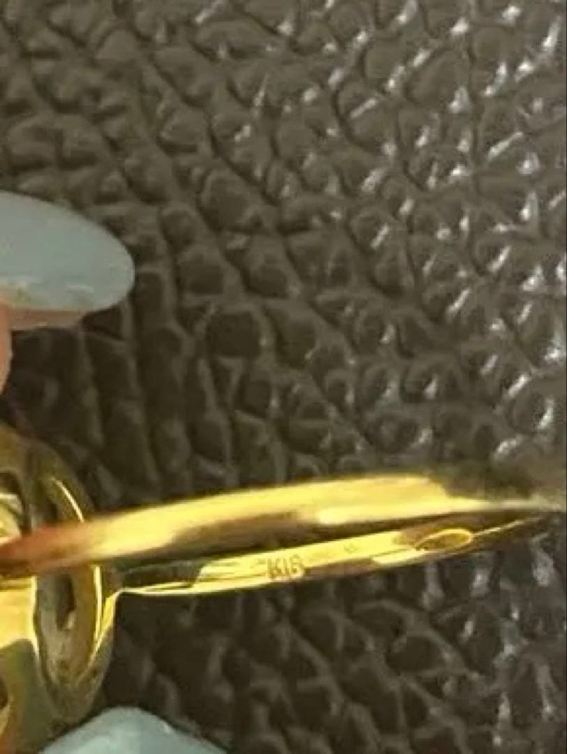 K18 赤い珊瑚ダイヤ リング　18金　ダイヤ0.14