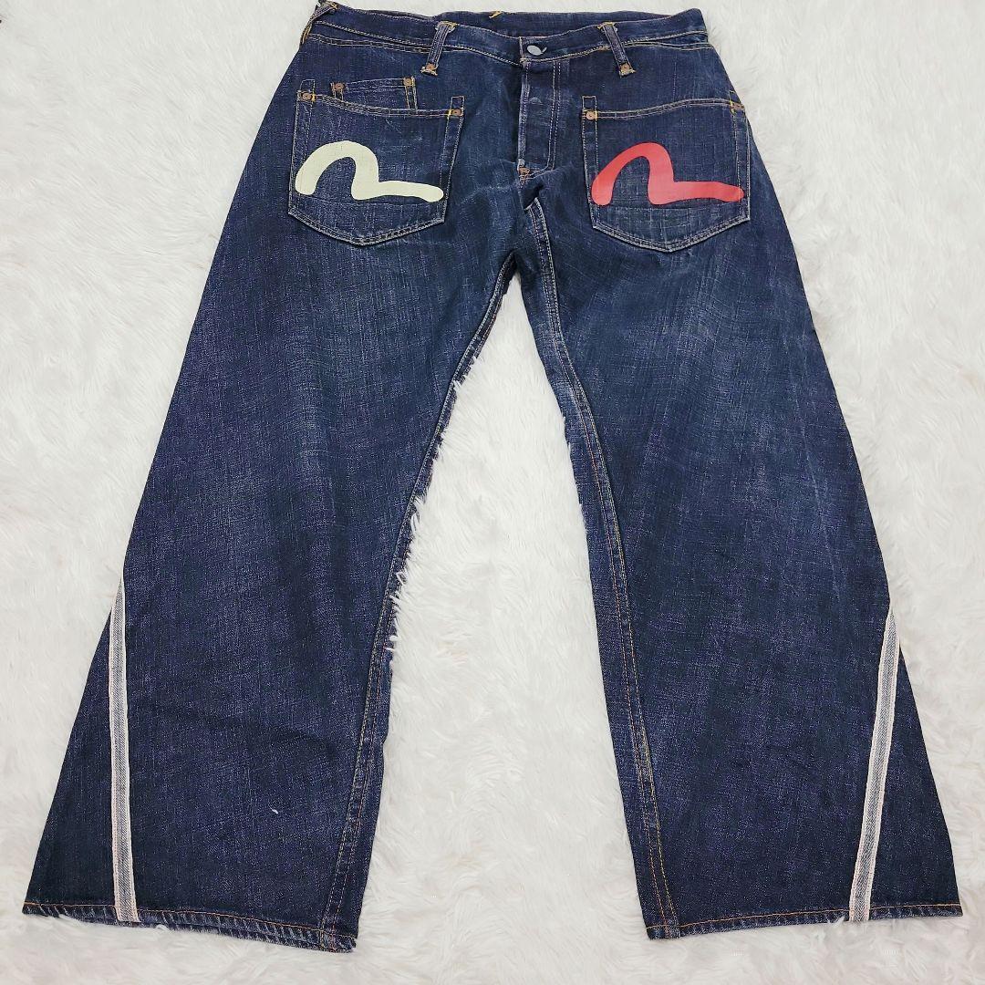 希少✨EVISU　2001 デニム スパイラル セルビッチ/赤耳　36 ビッグ