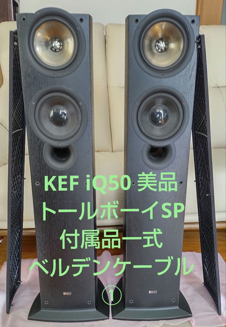 KEF iQ50 美品 トールボーイスピーカー 付属品一式 ベルデンケーブル ①