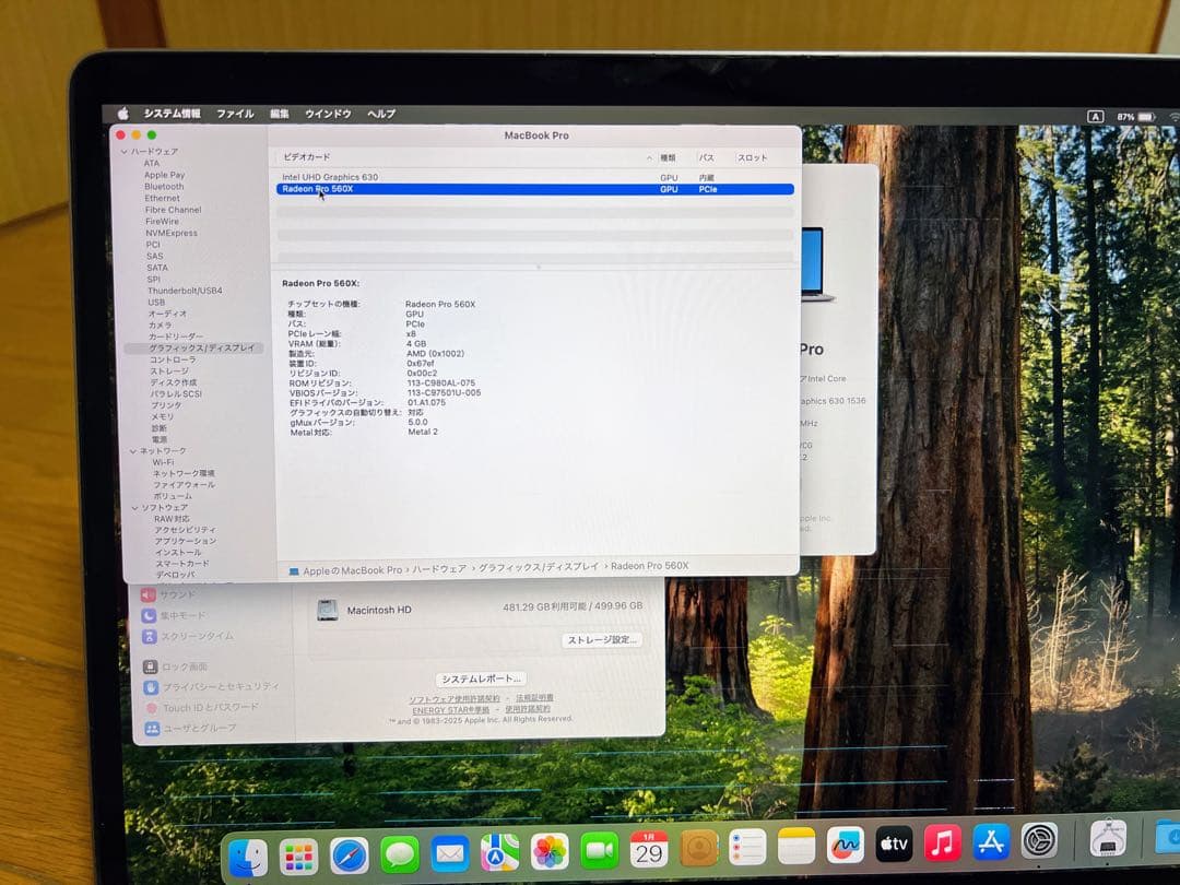 MacBook Pro 15インチ Core i9/16GB/SSD 512GB