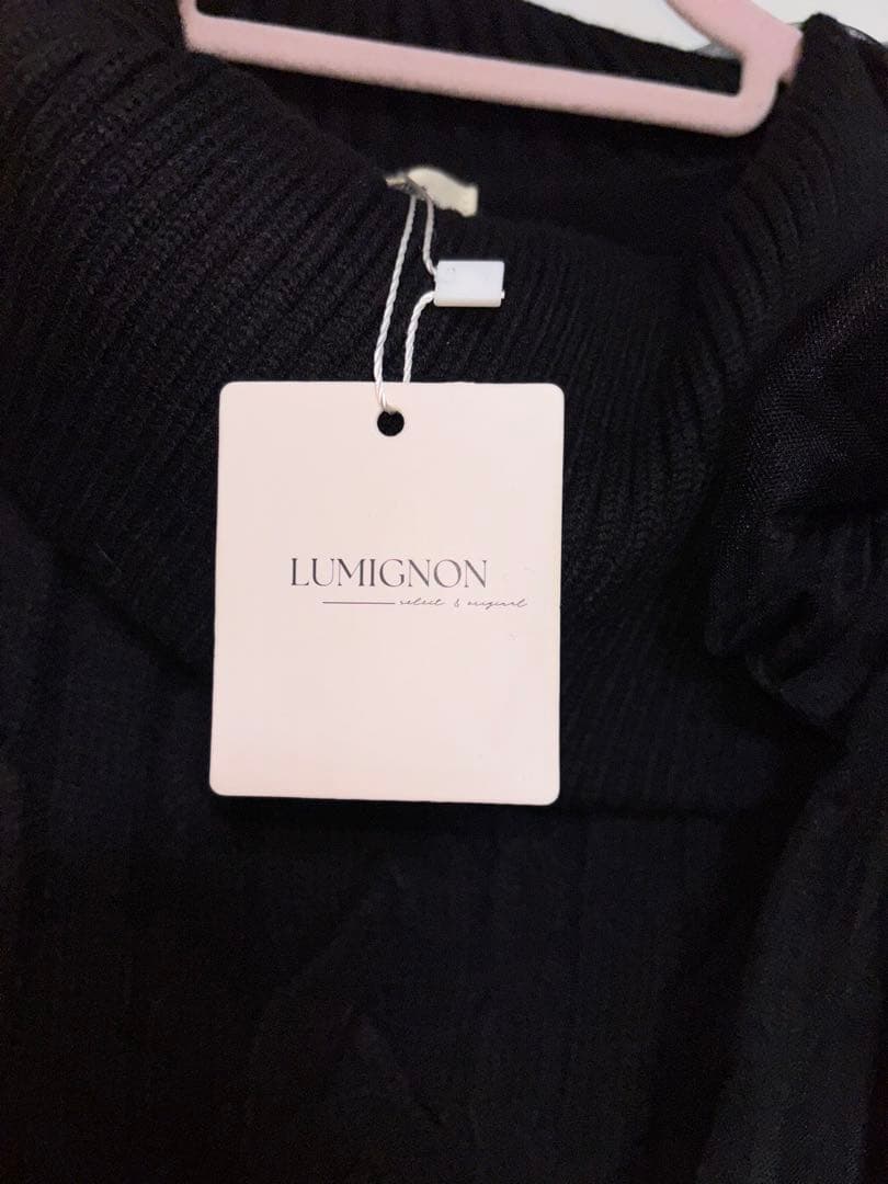 ワンピース lumignon Tulle ribbon cable knit dress