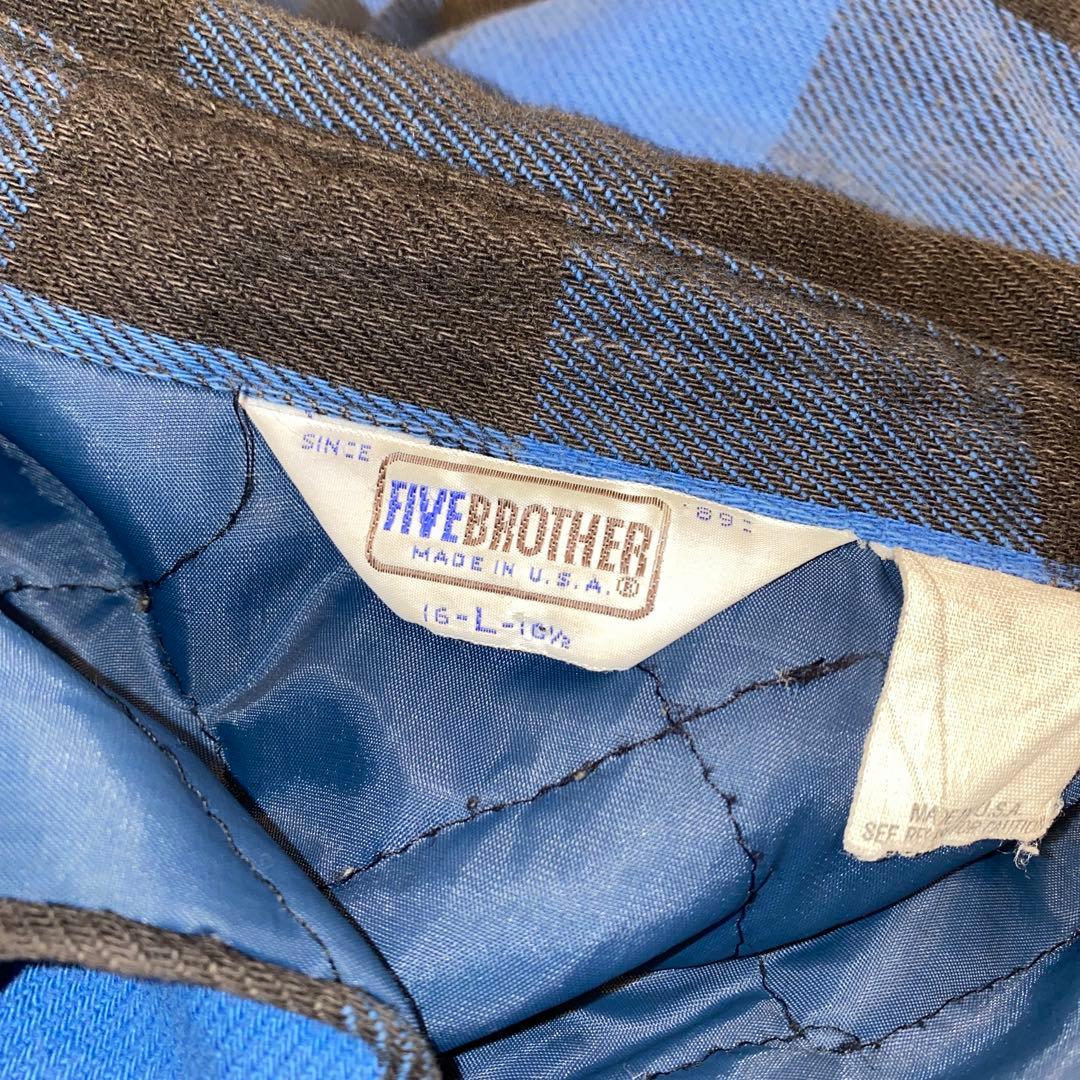 1970's〜80's usa製 Five Brother 青×黒 cpoシャツ