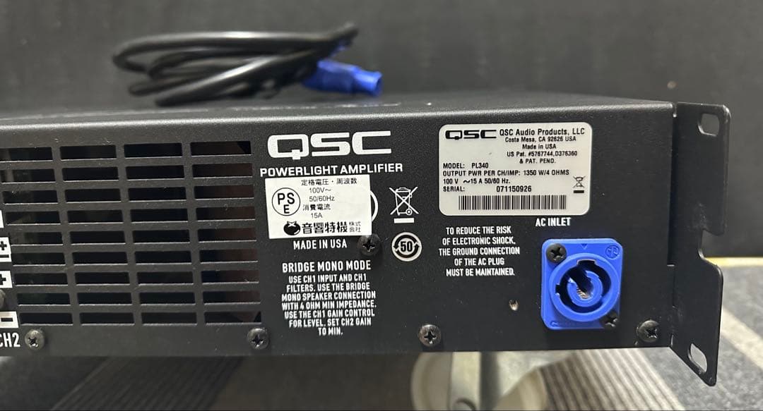 QSC PL340 パワーアンプ 2 Chez Noa専用