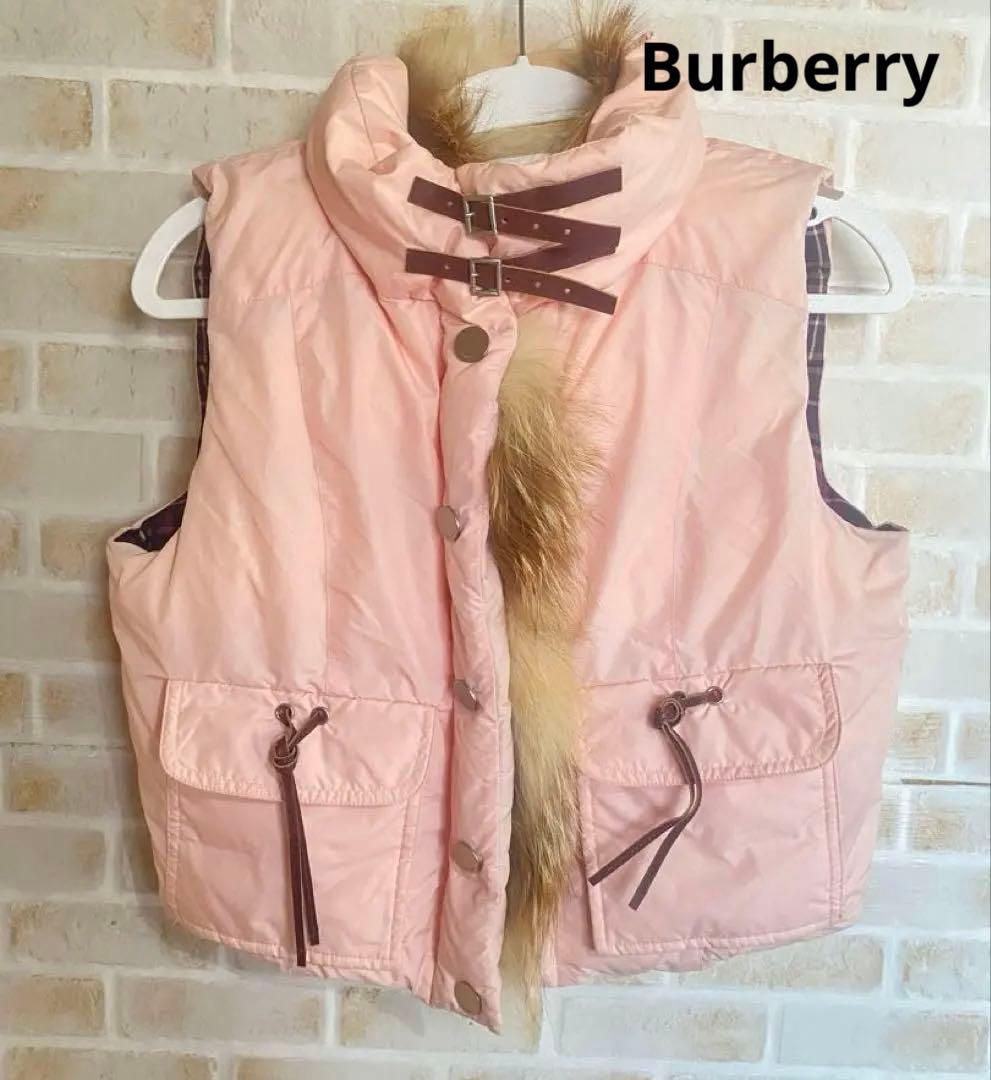 バーバリー　Burberry ダウン　ベスト　ファー　ピンク　ノバチェック
