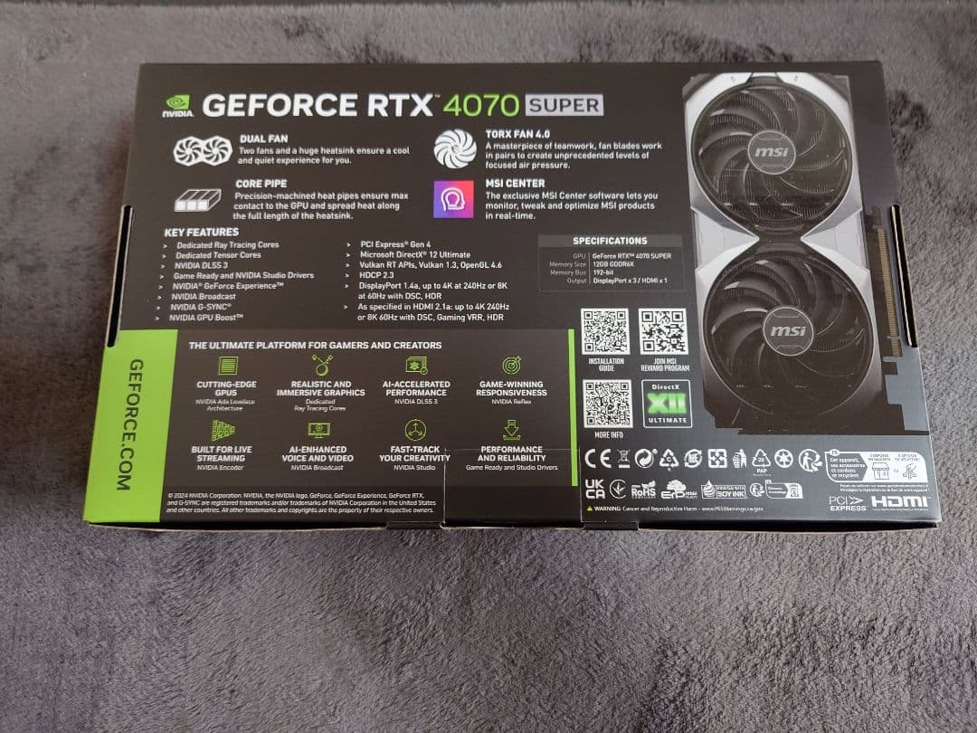 グラフィックボード・グラボ・ビデオカード GEFORCE RTX 4070SUPER MSI VENTUS2X