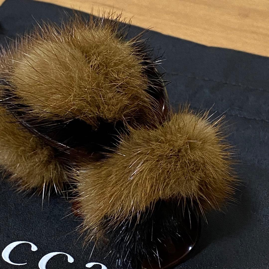 acca クリップ　ミンクファー　正規品　黒ポーチ付　ベージュ　ブラック　レア品