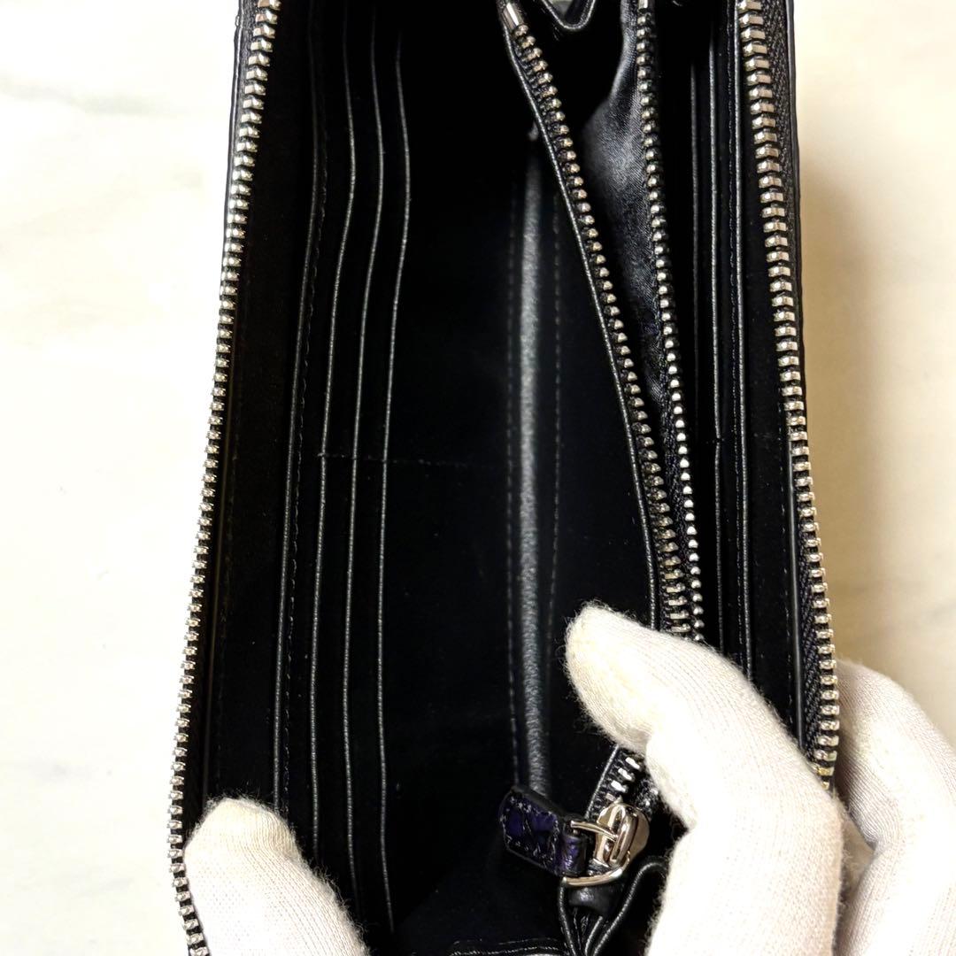 【新品】クロコダイル 長財布 ラウンドファスナー 紫 未使用品