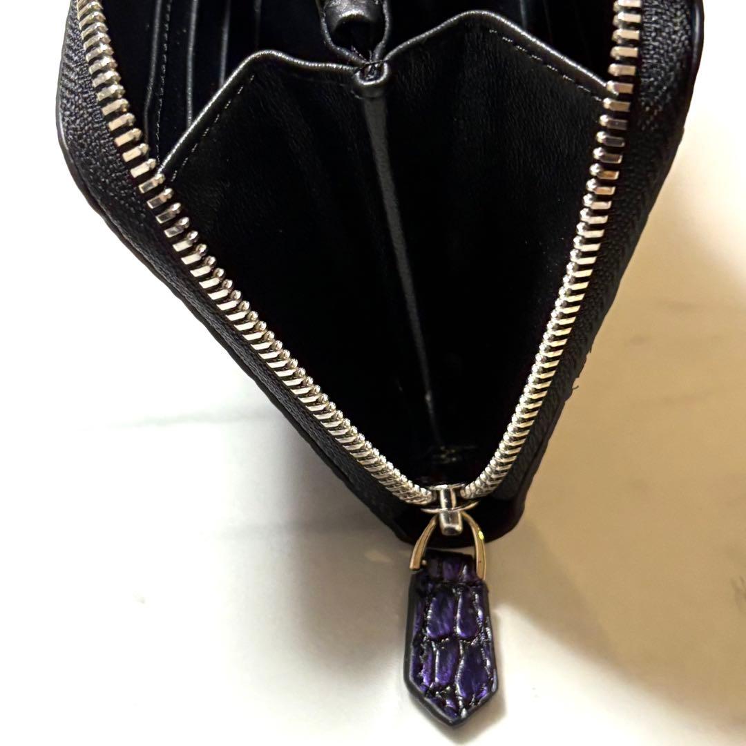 【新品】クロコダイル 長財布 ラウンドファスナー 紫 未使用品