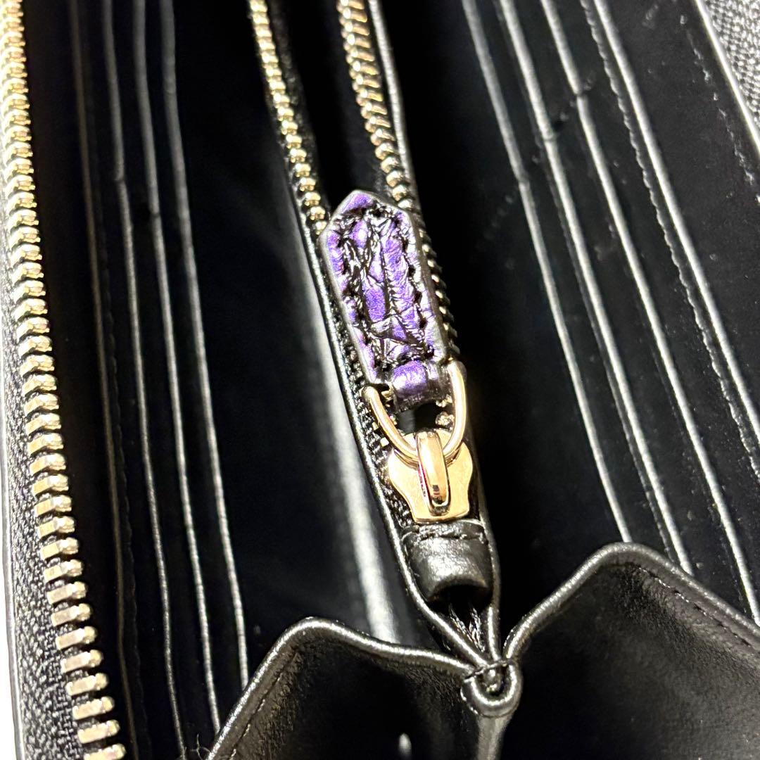 【新品】クロコダイル 長財布 ラウンドファスナー 紫 未使用品