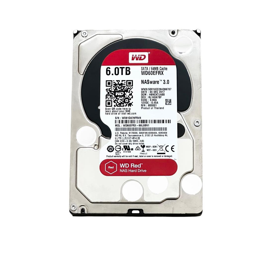 使用時間少なめ✨WD RED SATA NAS用HDD 6TB WD60EFRX
