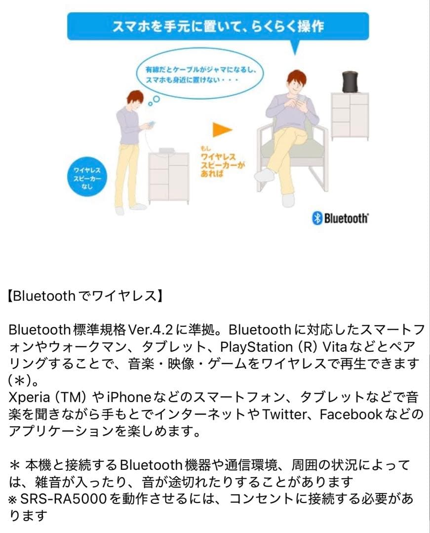 保証付　SONY ワイヤレススピーカーハイレゾ対応 SRS-RA5000