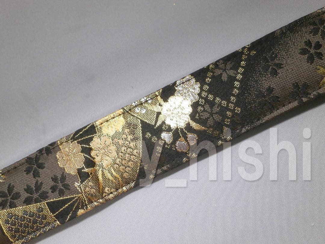 カメラストラップ 和柄 扇柄 黒/鈍色 カメラ用ネックストラップ