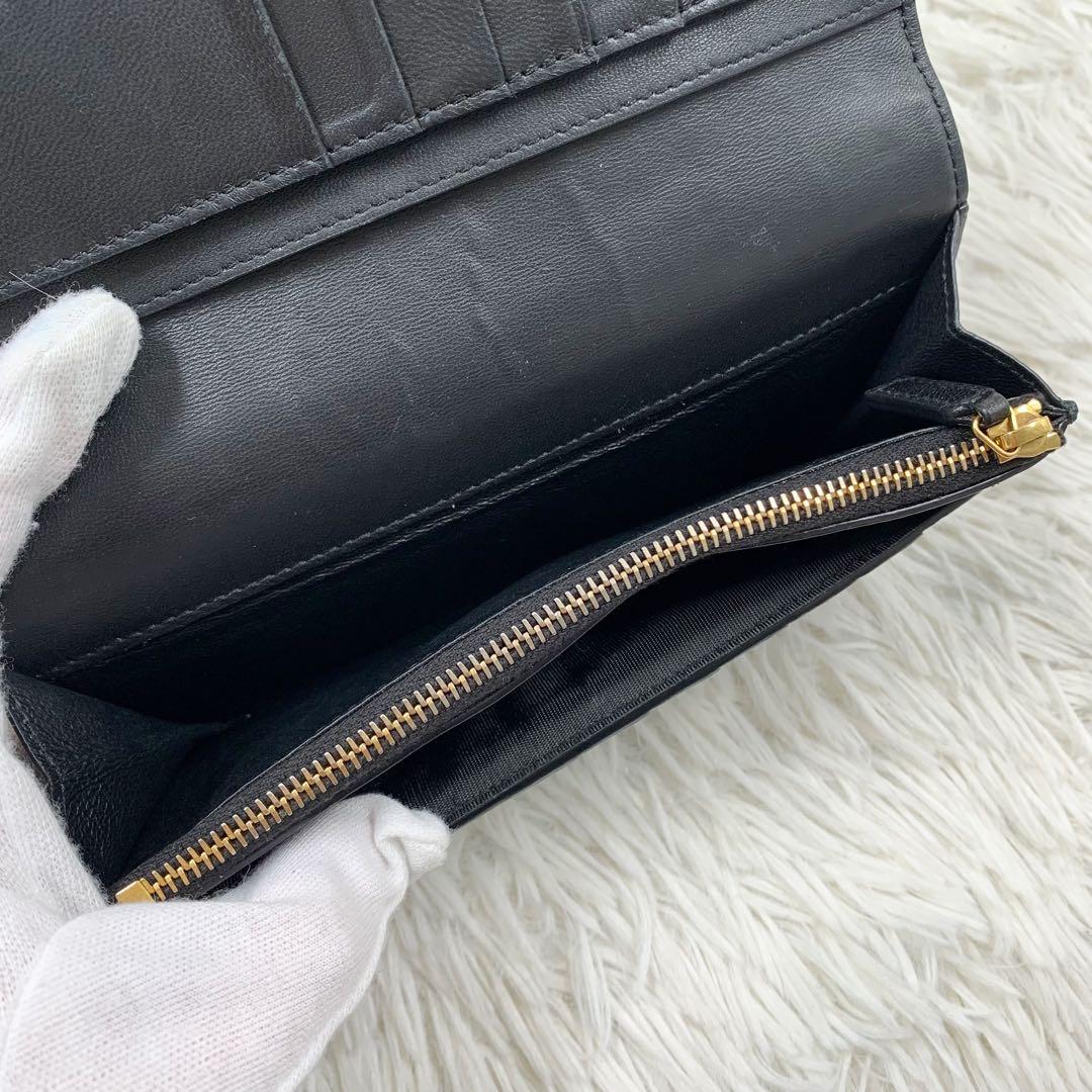 【✨極美品✨】サンローラン クロコ 長財布 カサンドラ ブラック 付属品完備