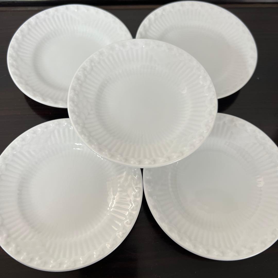 ロイヤルコペンハーゲン ホワイトフルーテッド プレート 5枚セット 10.5cm