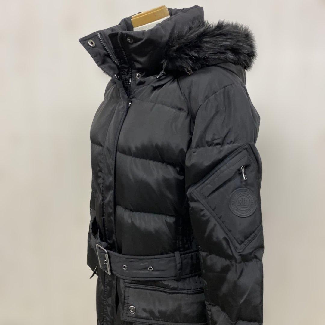 ラルフローレン ダウンコート ロング 黒 3way ベルト Aライン フード S