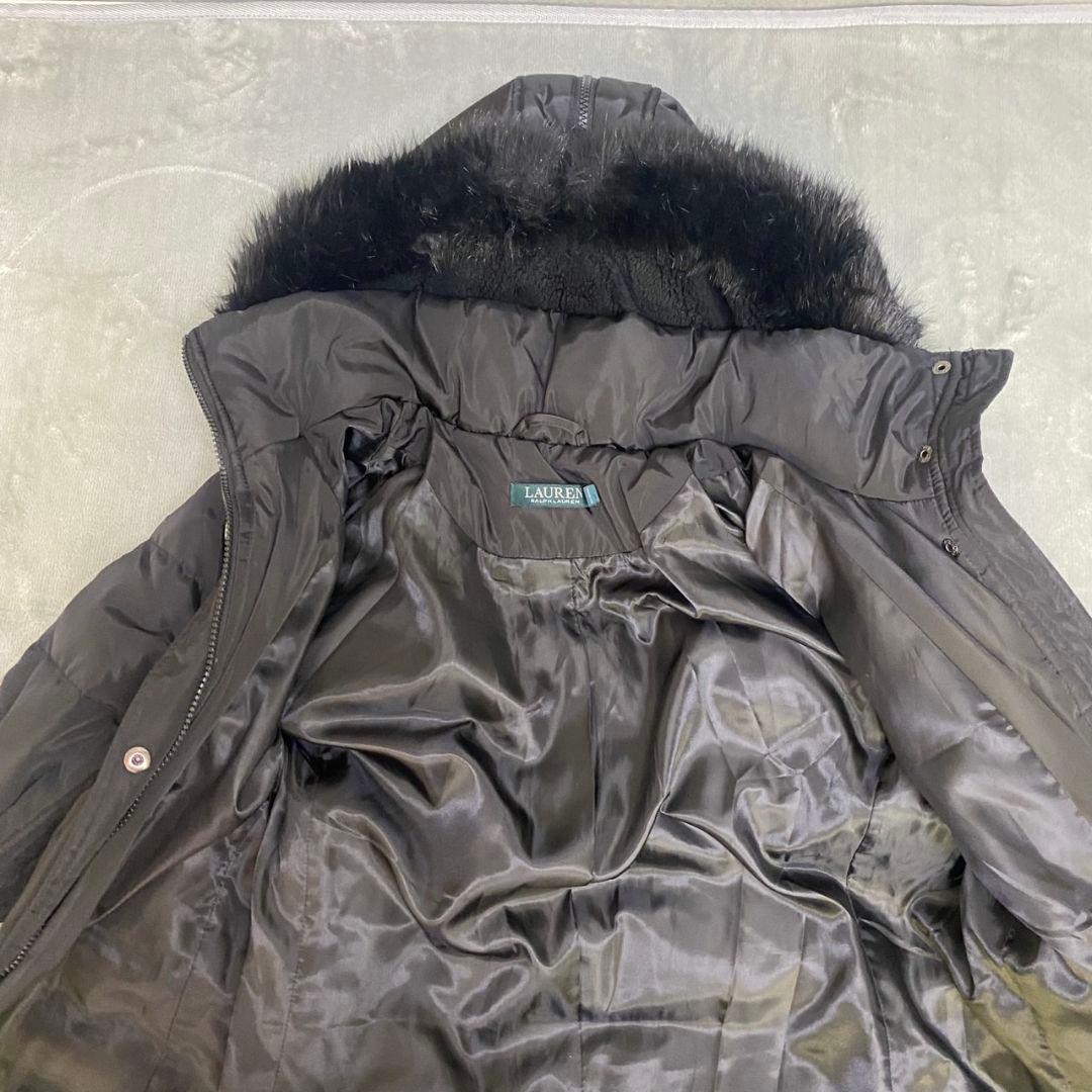 ラルフローレン ダウンコート ロング 黒 3way ベルト Aライン フード S