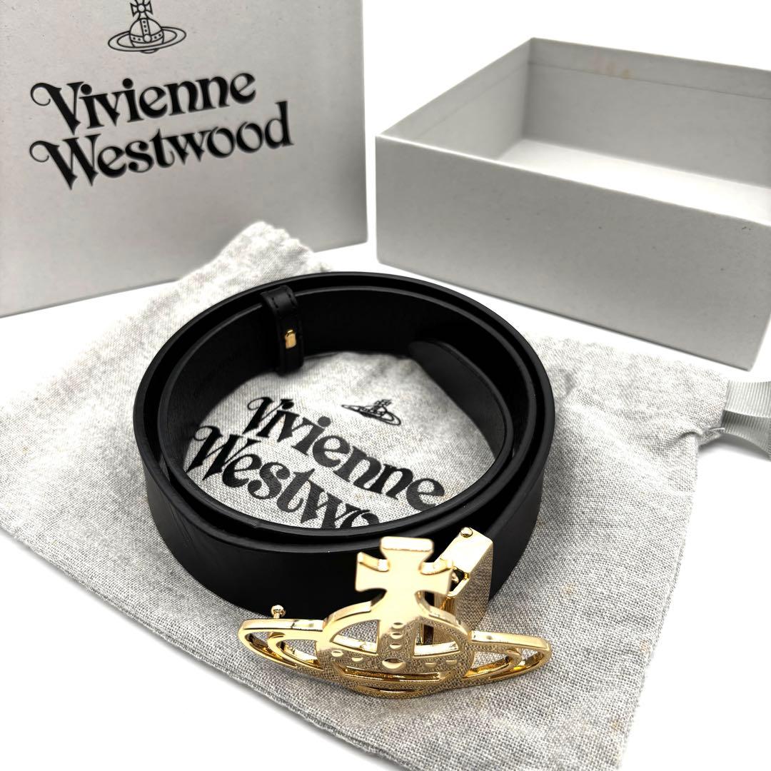 未使用に近い ヴィヴィアン ベルト オーブ 金具 レザー ユニセックス ブラック