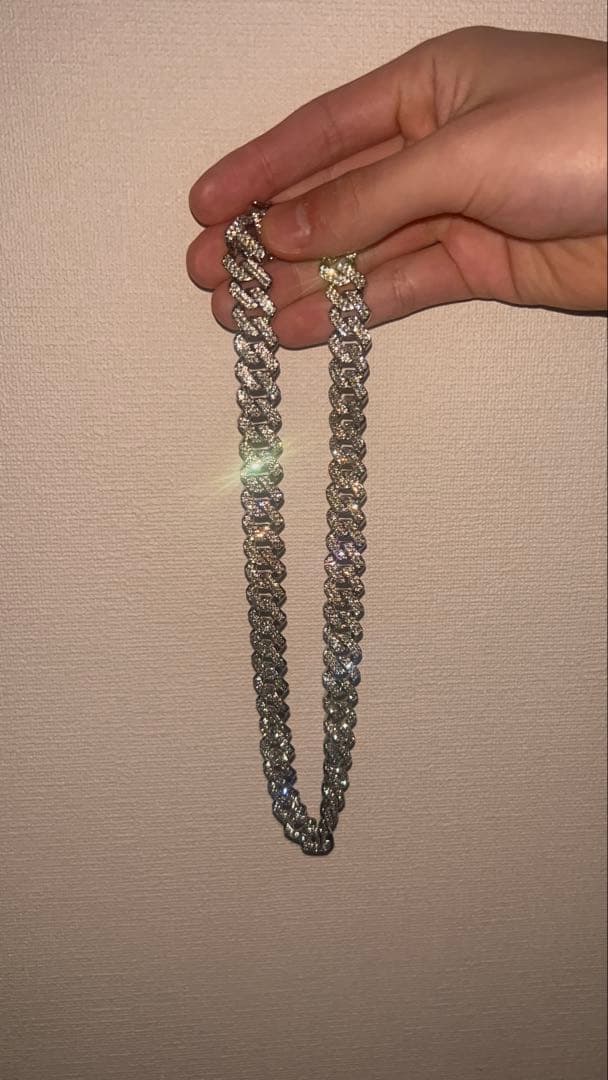 マイアミネックレス　シルバーゴールド　モアサナイト　45cm8mm