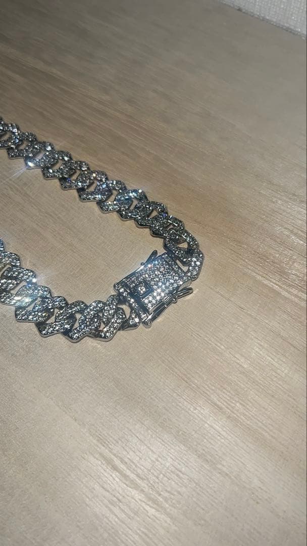 マイアミネックレス　シルバーゴールド　モアサナイト　45cm8mm