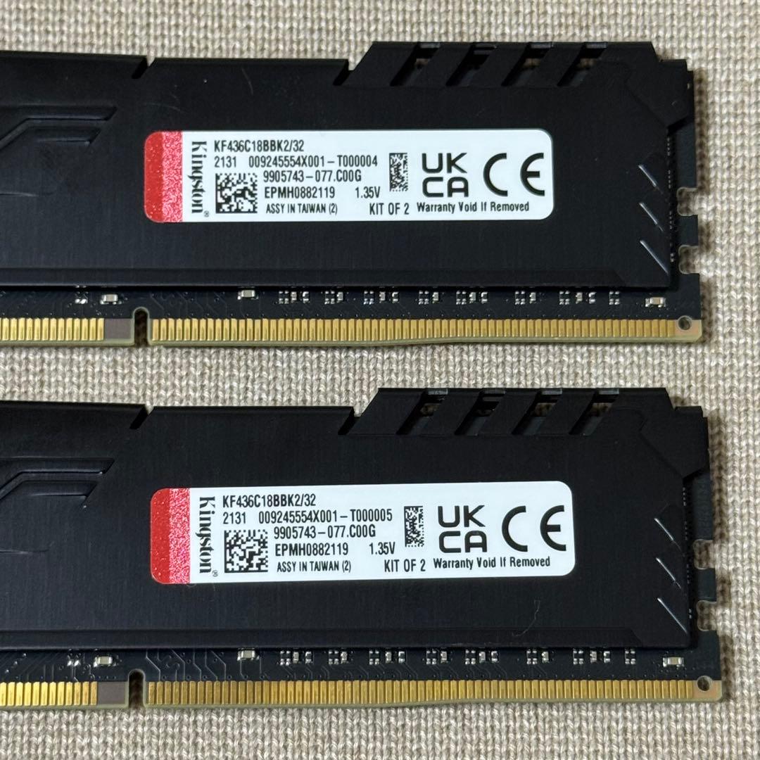 Kingston DDR4-3600 32GB (16GB×2) 動作確認済